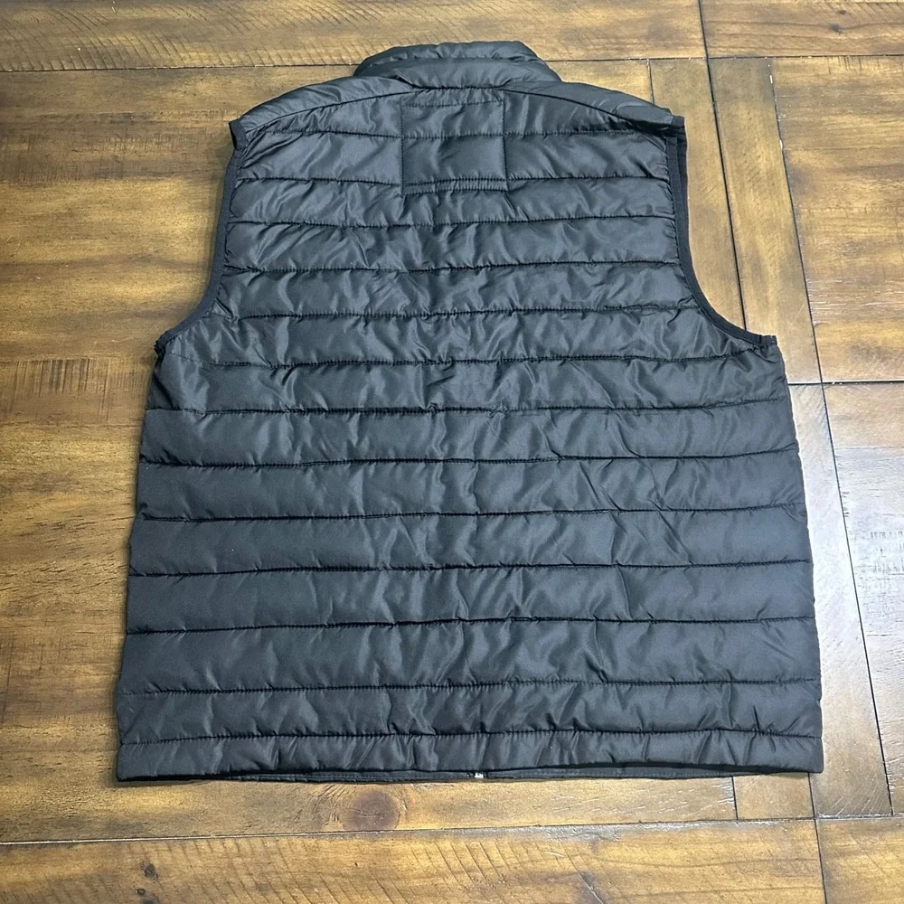 Aeropostale Remixed Down Puffer Vest Mens‎ Large Black Recycled Fill Full Zip